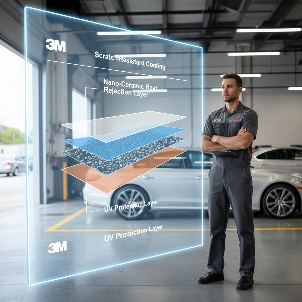 Anatomy of 3M heat rejection film layers for Arizona heat