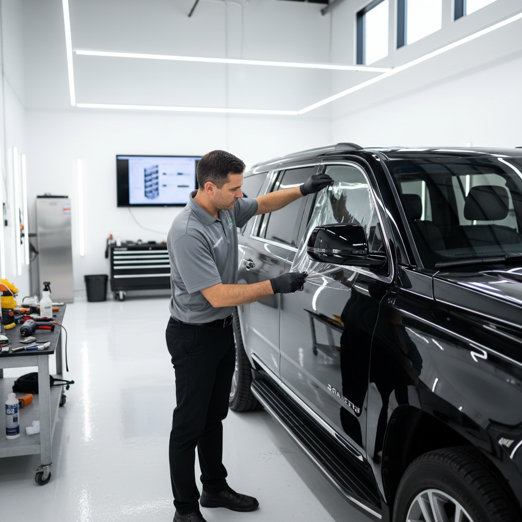 Professional installation of heat rejection film at Jomar Wraps Phoenix