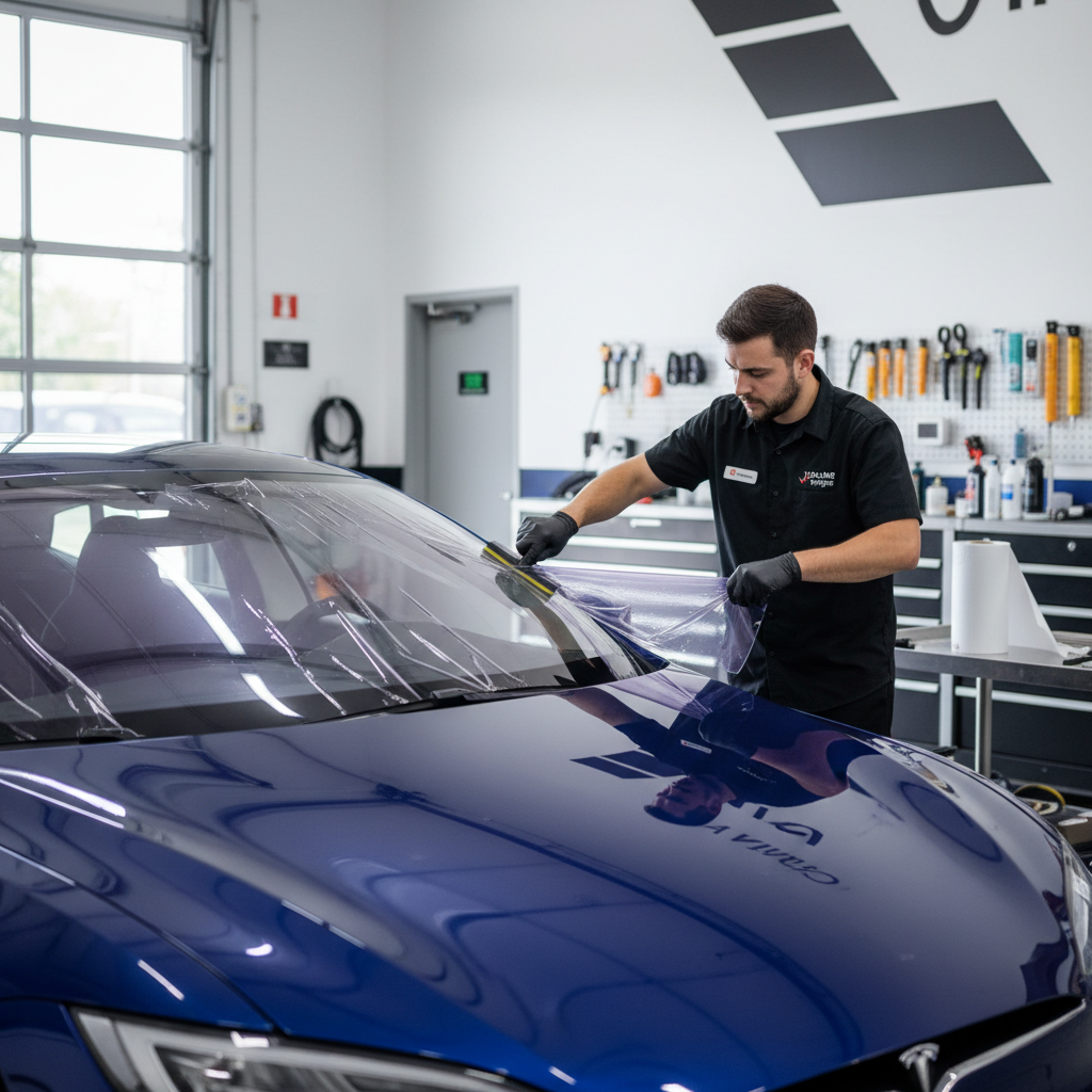 3M Certified Installation Phoenix Certified 3M installer applying ceramic window tint Phoenix to a luxury EV